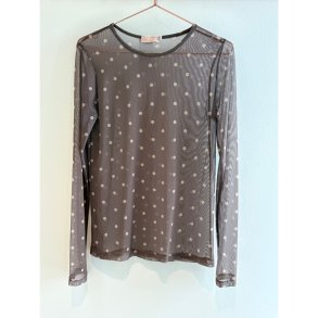 WILTO Mesh blouse taupe dots
