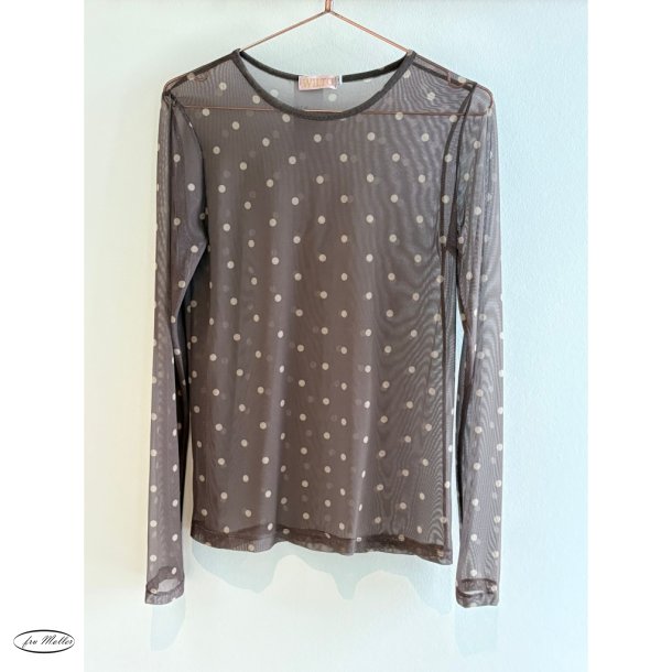 WILTO Mesh blouse taupe dots