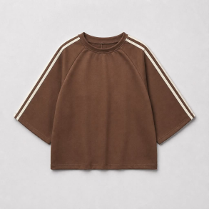 Lisbeth Merrild T-shirt sweat brun/hvid strib