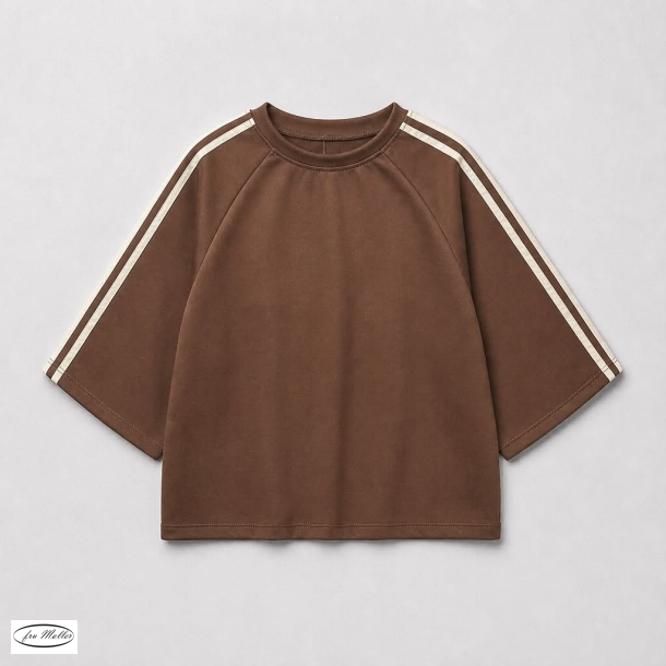 Lisbeth Merrild T-shirt sweat brun/hvid strib