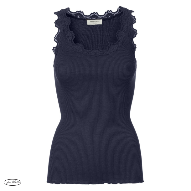 RW Babette silk long lace top navy