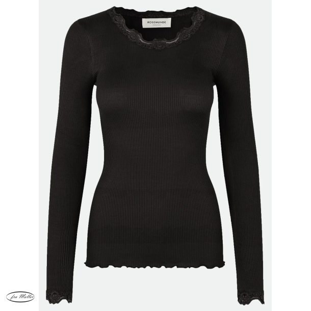 RW Babette silk long lace t-shirt new black