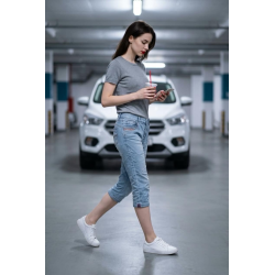 Wilto Jeans baggy light blue capri