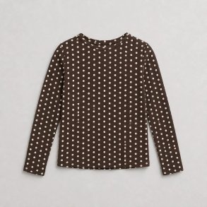 Lisbeth Merrild T-shirt LS brun/hvid dot