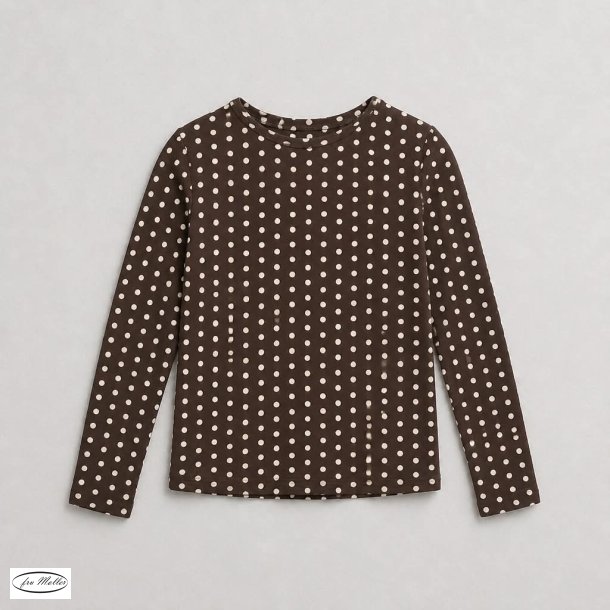 Lisbeth Merrild T-shirt LS brun/hvid dot