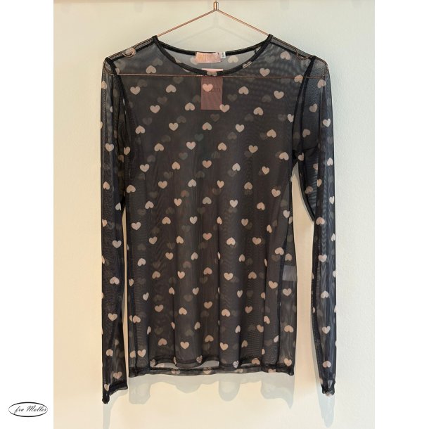 WILTO Mesh blouse hearts black