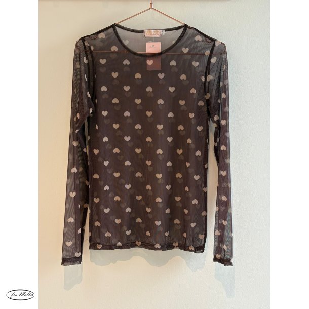 WILTO Mesh blouse hearts brown