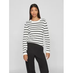 VILA Vidalo knit stripe white/black