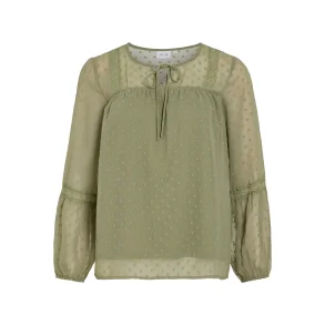 VILA Viedee top oil green
