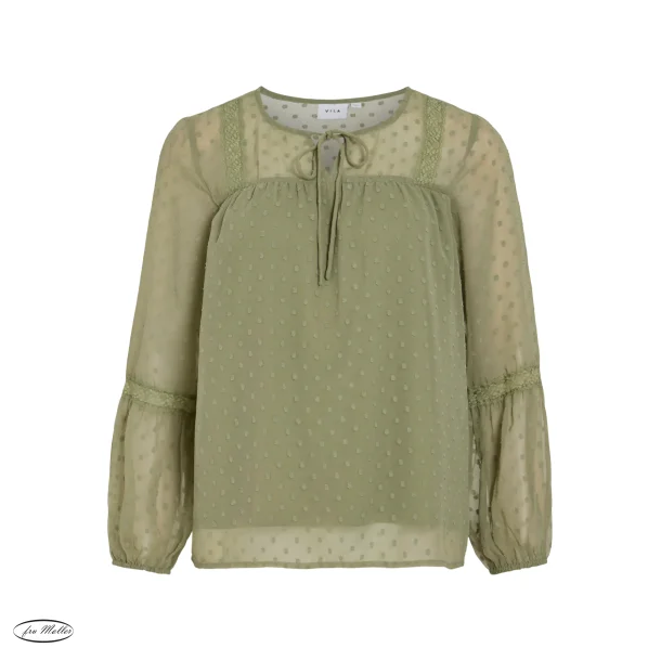 VILA Viedee top oil green