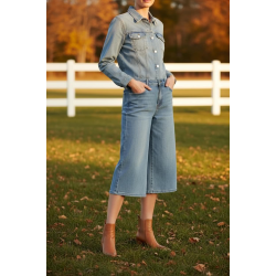 Wilto Jeans wide legs capri blue 