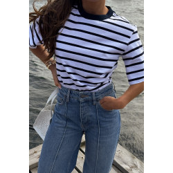 T&T Chelsey Tee navy white stripe