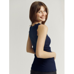 RW Babette silk long lace top navy