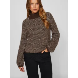 VILA Vilory high neck knit brun