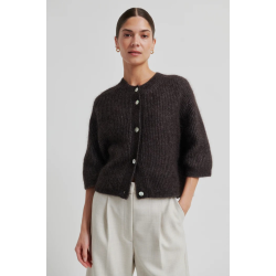 SF Andrea knit rib cardigan chokolade torte