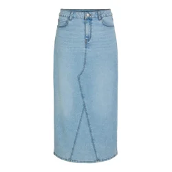 VILA Vinus midi denim skirt light blue