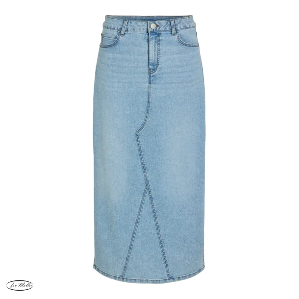 VILA Vinus midi denim skirt light blue