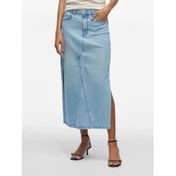 VILA Vinus midi denim skirt light blue