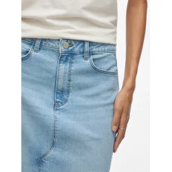 VILA Vinus midi denim skirt light blue