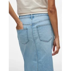 VILA Vinus midi denim skirt light blue